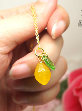 diy爱情925银黄玉髓小滴溜手链坠