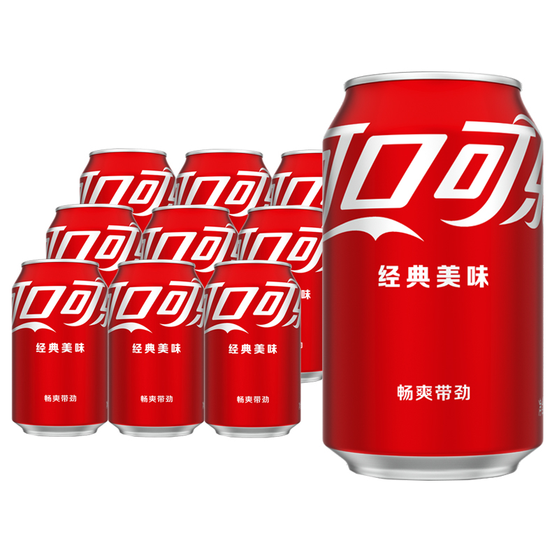 Coca-Cola/可口可乐330ml*24罐装整箱矮胖罐经典美味汽水饮料听装 - 图0