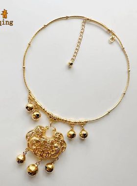 铃铛长命锁金色铃铛中国风