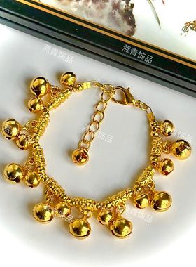 跳舞蹈道具中国风金银色铃铛有声音会响儿童款手链女民族风学生