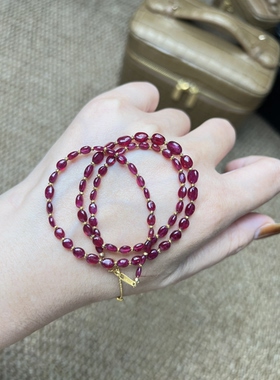 复古红宝石18k金锁骨链女式简约时尚首饰配饰