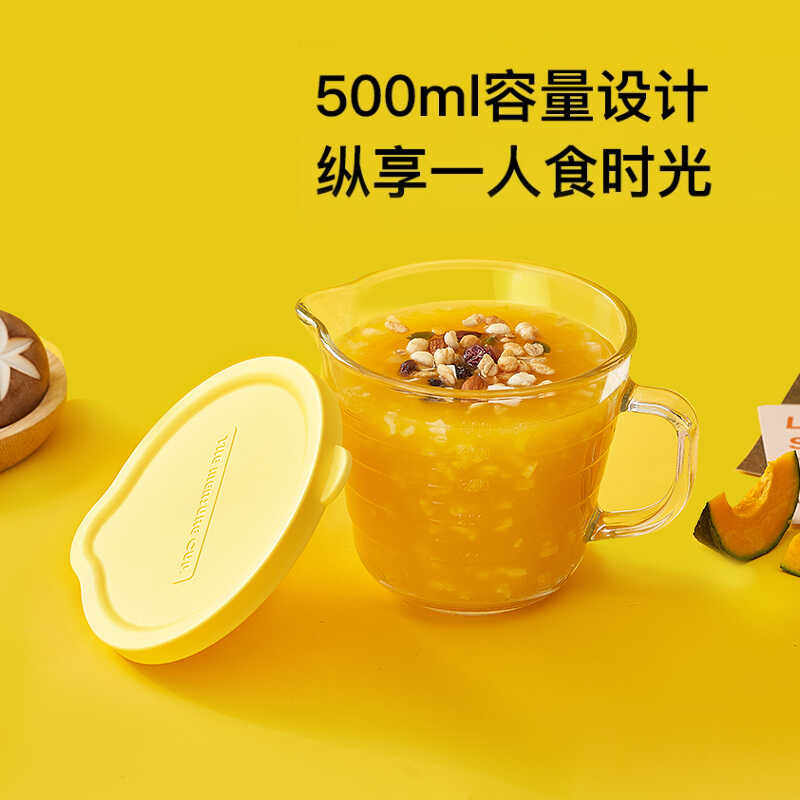 可微波玻璃碗学生宿舍泡面碗大容量带刻度多用奶杯带盖手柄拌面碗