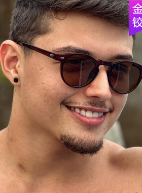小框米钉太阳镜2025新款男士太阳眼镜欧美圆框复古简约时尚墨镜潮