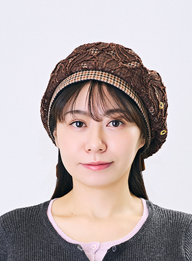 CA4LA复古蕾丝花格纹长尾蝴蝶结贝雷帽SHK01357*01173 ARS RUBAN