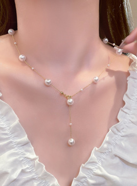 珍珠流苏项链女性感温柔