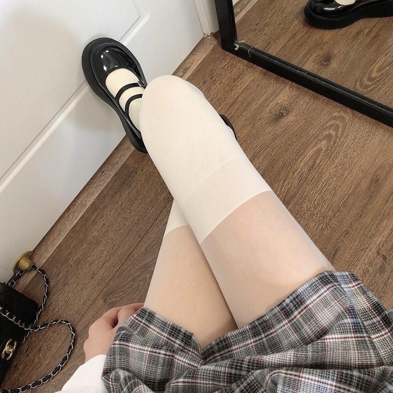 秋冬jk黑丝袜女过膝假高筒连裤袜拼接打底袜日系加厚白色假大腿袜,淘宝优惠券,粉丝福利购,淘宝优惠卷