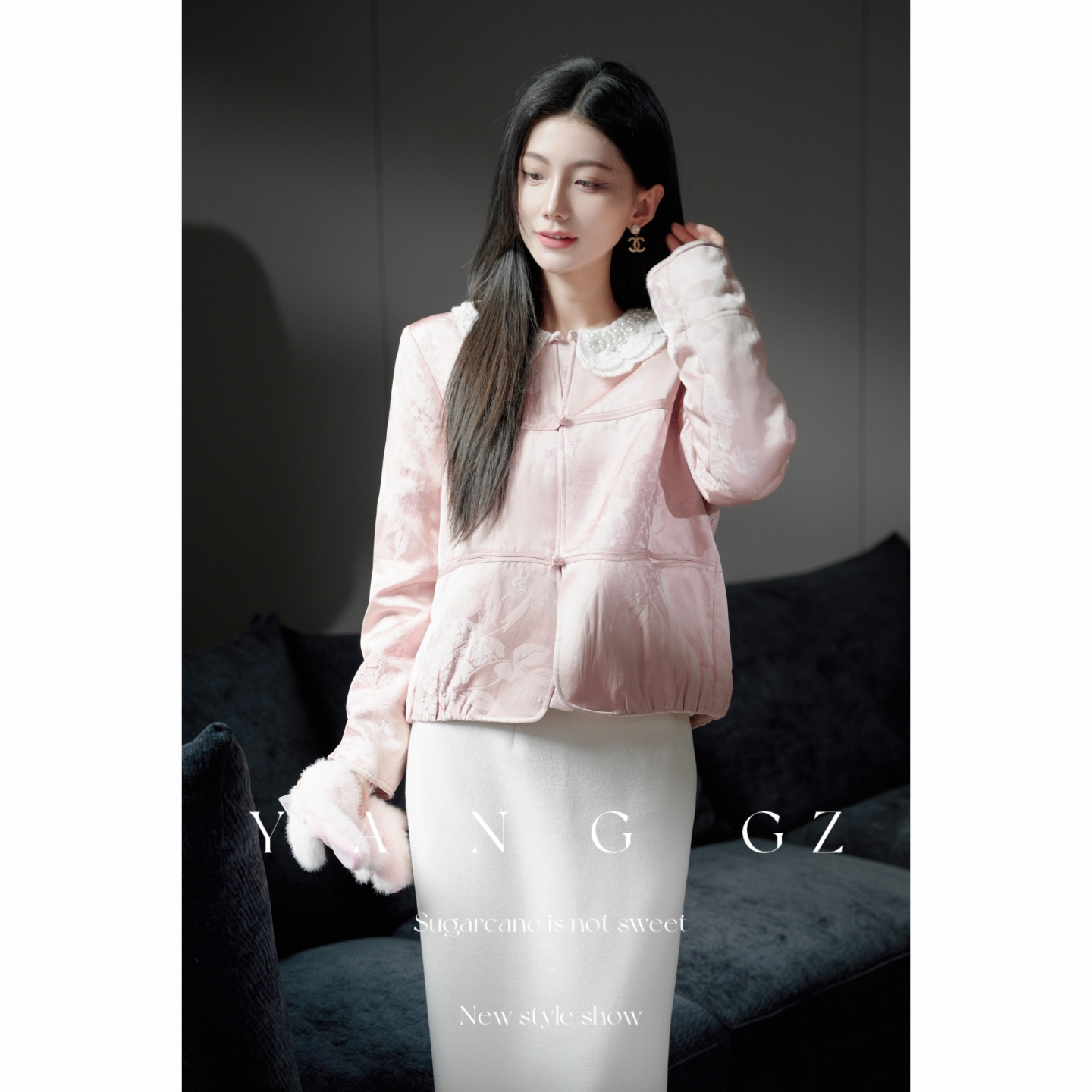 YANG GZ【杜鹃花】新中式2025新款冬季人丝提花设计感外套上衣女 - 图3