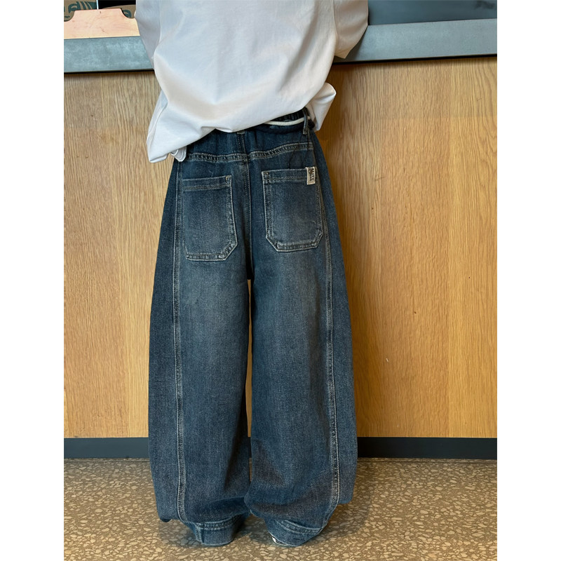 凯文家童装2025年秋季品男童中大童韩版水洗做旧儿童休闲牛仔裤 - 图1