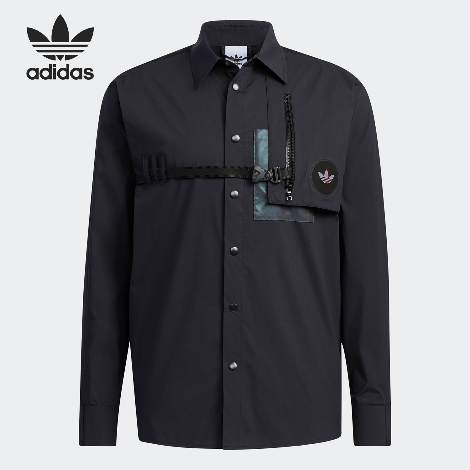 Adidas/阿迪达斯正品三叶草男女通用时尚休闲长袖衬衫H58071 - 图2