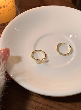 蝴蝶结珍珠戒指女轻奢小众设计感开口食指戒精致气质简约高级