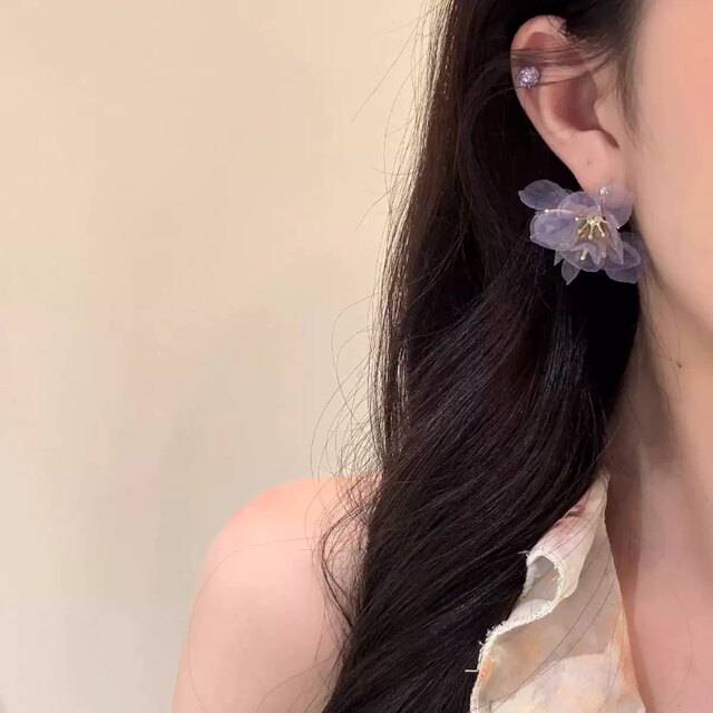 JU ງາມ! JU ເປັນອະເນກປະສົງ! ຕຸ້ມຫູດອກກຸຫລາບທະເລຊາຍ earrings S925 ເຂັມເງິນ