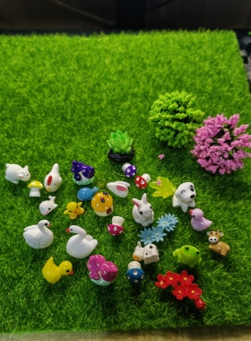 微景观摆件仿真卡通小动物仿真小树蘑菇玩偶手办公仔花盆装饰手工