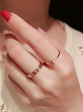 罗马数字ins风潮流玫瑰金戒指