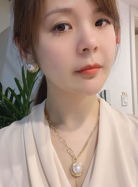 大气奢华幻彩贝珍珠银针宴会项链