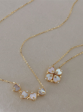 两用项链纯银女深海母贝