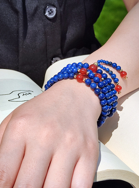 她世代女青金石浓郁蓝色手串