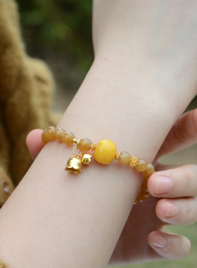 天然糖料和田玉铃兰手链蜜蜡转运珠生日礼物送爱人朋友