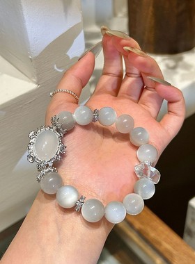 天然白月光白玉髓魔盒手链