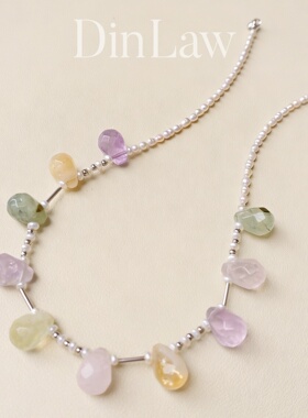 天然水晶珍珠925银糖果色锁骨链