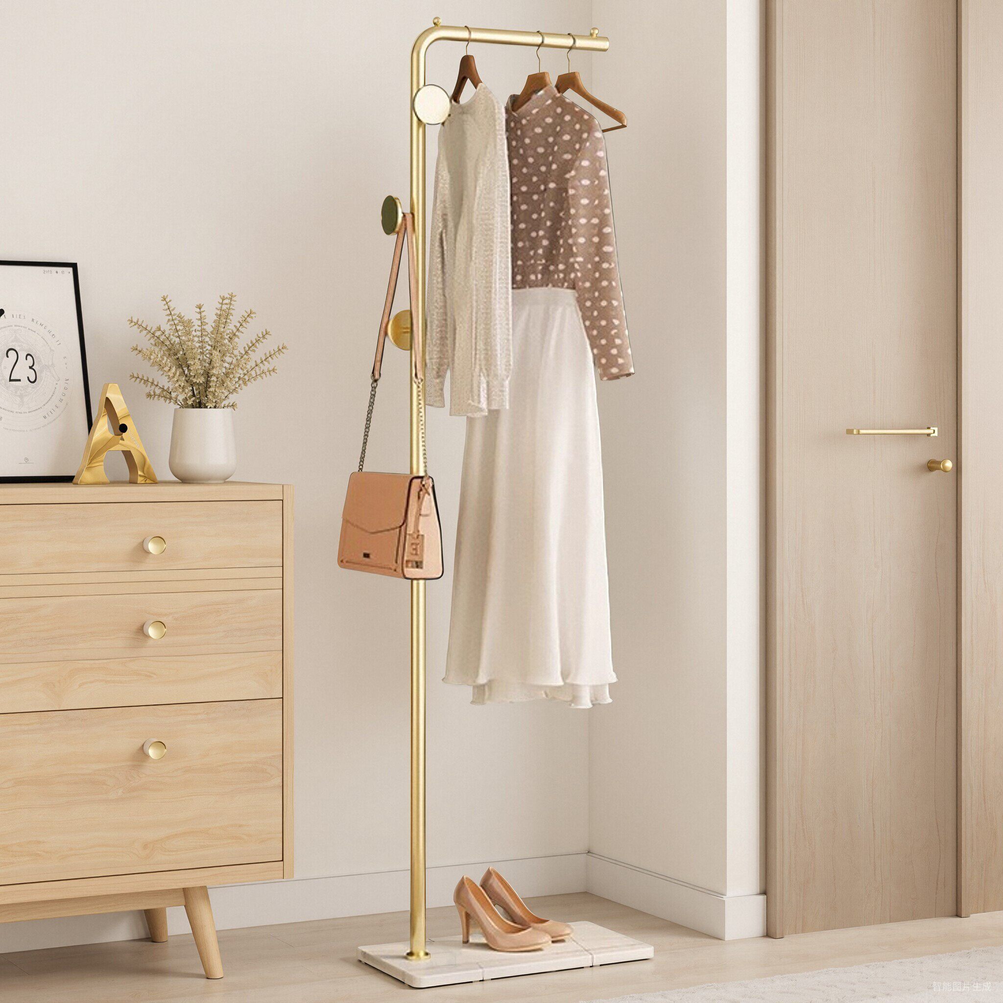 衣帽架落地卧室挂衣架可移动衣服置物架轻奢网红家用室内晾衣架子