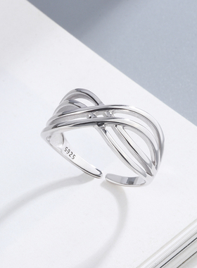 复古时尚个性风立体交叉开口戒指