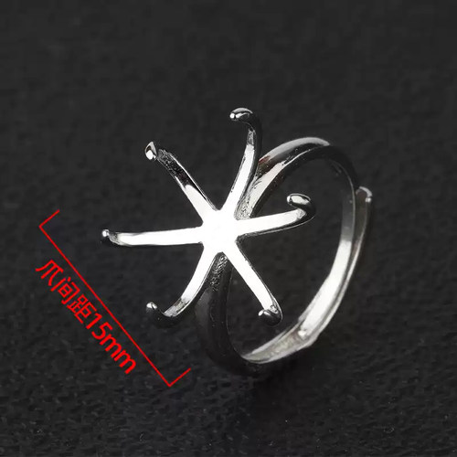 庭祥 S925纯银花朵戒指空托diy镶嵌随形男女戒托活口戒指托纯银托 - 图0