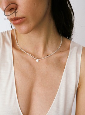 OLIO E ACETO 纯银白水晶贝壳双层项链