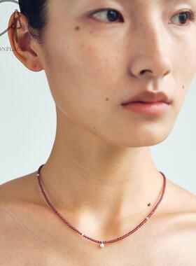 OLIO E ACETO 玛瑙/石榴石纯银露珠项链