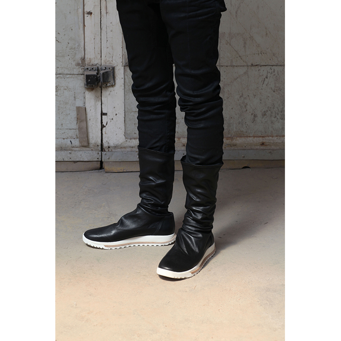 80% OFF Drkshdw by Rick Owens 小牛皮中筒增高时装靴 暗黑 先锋 - 图0