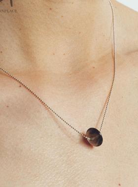 OLIO E ACETO 纯银茶晶/玛瑙飞碟果项链