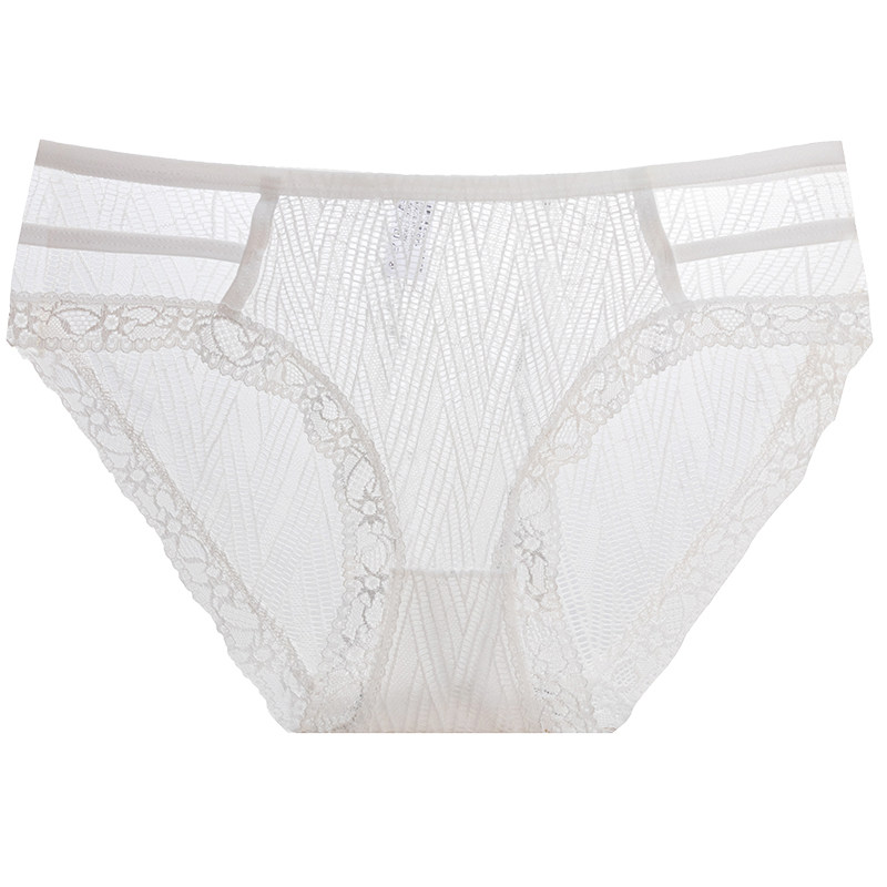 白色纯欲蕾丝内裤女性感速干网纱透明镂空少女三角裤纯棉裆XXL码,淘宝优惠券,粉丝福利购,淘宝优惠卷