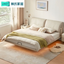 Lins Home Cream Wind Elephant Ears Suspended Bed Genuine Leather Bed Undisturbed double Lins wood industry TPC054