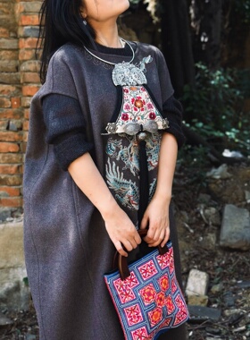 民族风老绣苗银项圈 超夸张旅拍风苗银项链 新中式复古项圈