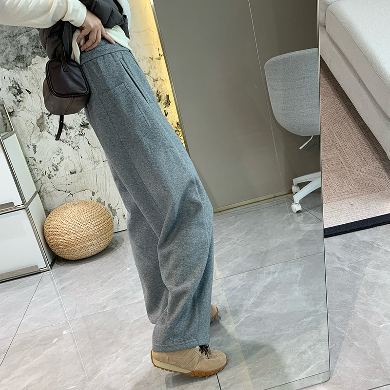 保暖加绒廓形休闲裤女秋冬加绒慵懒显瘦宽松直筒阔腿裤垂感运动裤,淘宝优惠券,粉丝福利购,淘宝优惠卷