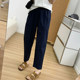 Elastic waist casual pants, ice-like cropped harem pants