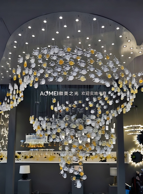 创意鱼型吊饰酒店会所别墅复式楼大堂橱窗创意个性装饰艺术挂饰