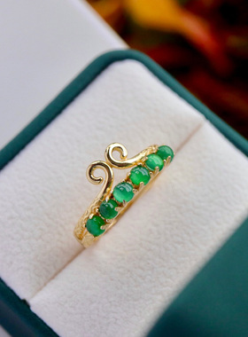 天然黑悟空紧箍戒指A货高冰帝王绿翡翠戒指s925银开口翡翠指环