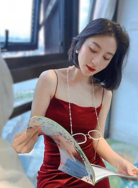 、贝珠正圆施家珍珠简约眼镜链墨镜链项链多用