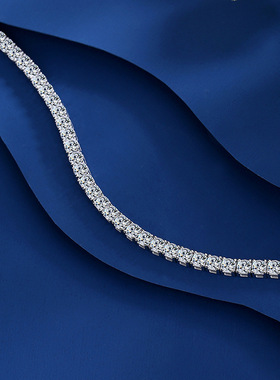 莫桑石网球项链S925银跨境嘻哈ins风经典2MM3MM4MM5MM网球链