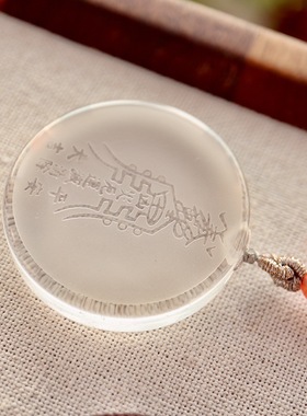 天然白水晶吊坠女士项链坠太岁平安牌吊坠项链纯白水晶毛衣链