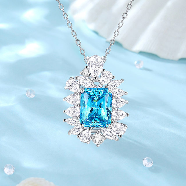 European and American best-selling princess wedding s925 sterling silver necklace women's luxury high-end banquet colorful jewelry versatile jewelry