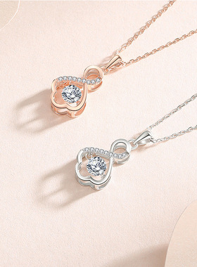 S925纯银灵动小裙子项链女玫瑰金锁骨链扇形网红莫桑石灵动项饰品