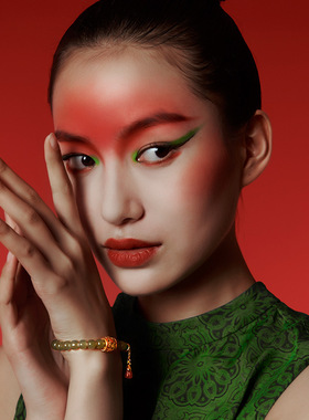 现货天然和田玉手链女款青海S925纯银镀18k金南红珐琅彩手串