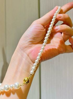 可定尾货大小混穿满天星珍珠锁骨链项链