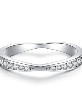 淘宝小红书S925纯银小排钻戒指V型排戒1女锆石组合叠戴食指尾戒指