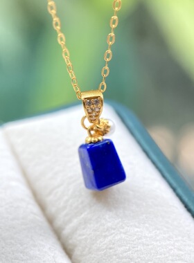 天然帝王蓝青金石秤砣吊坠S925纯银镶青金石复古单坠可出鉴定证书