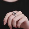 Simple domineering personalized white tiger ring retro ethnic style twelve zodiac tiger opening versatile creative index finger ring