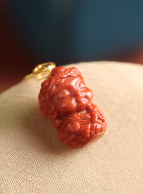 通体金镶嵌天然红玛瑙度母吊坠雕刻国风复古女款锁骨链项链