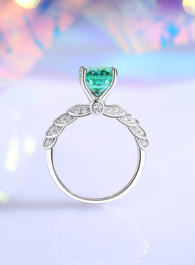 原创设计天使之翼新款S925纯银坦桑紫戒指女跨境欧美高碳钻指环