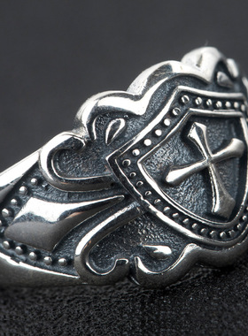 925纯银戒指情侣男女十字架指环